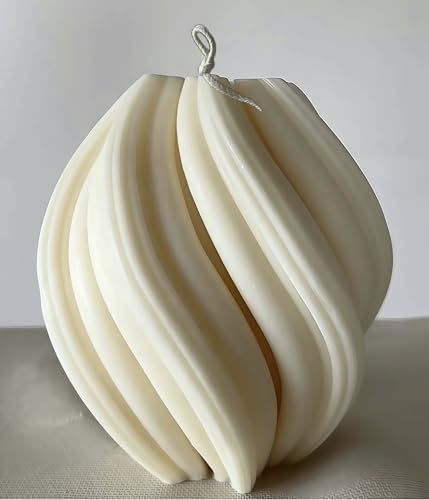 Large Handmade Swirl Soy Candle - Elegant Spiral Design Scented Pillar Candle, Perfect Housewarming & Wedding Gift Idea fo...