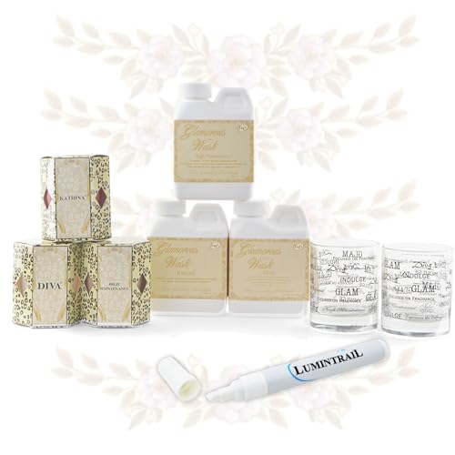 Tyler Candle Glamorous Gift Set with 3 Glamorous Wash, 3 Votive Candles, and 2 Votive Glasses, Bundle with Stain Remover P...