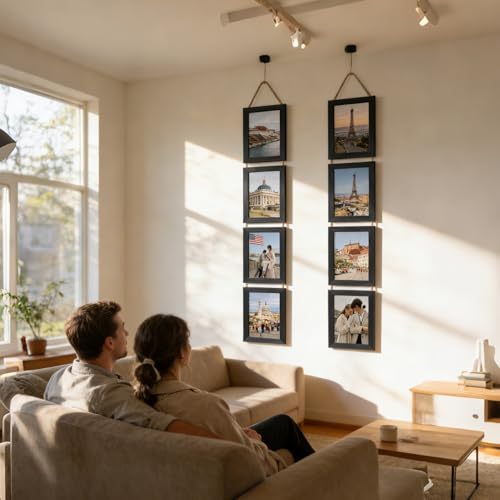 Lavezee 4x6 Collage Picture Frames for Wall Mount Set of 2, 8 Opening Vertical Frame Made to Display 4 by 6 Inch Photo for...