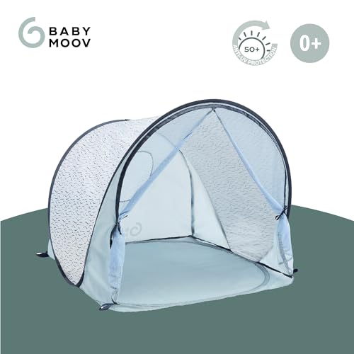 Babymoov Anti-UV Baby & Toddler Beach Tent UPF 50+ Sun Protection with Pop Up System for Easy Use & Transport, Blue Waves...