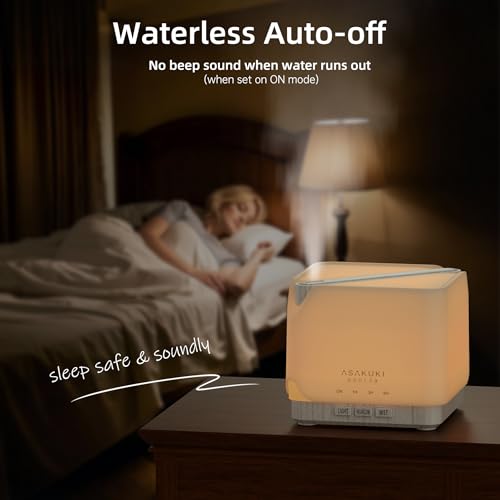 ASAKUKI Essential Oil Diffuser for Home, Large 700 ml Humidifier with Automatic Shut-Off, Quiet Aromatherapy Diffuser with...