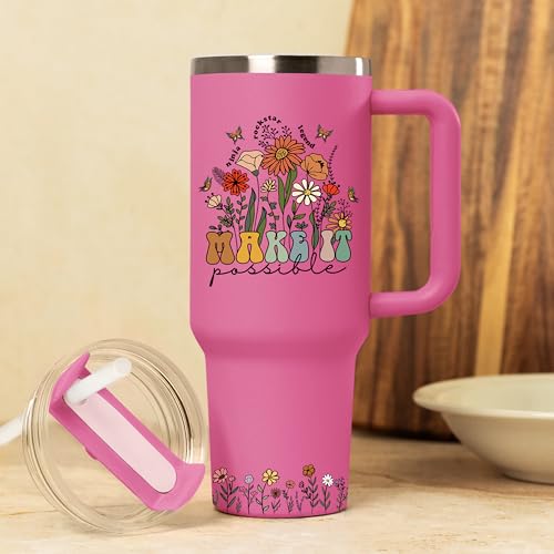 Personalized Para Tumbler with Handle, Custom Paraprofessional Floral Cup, Teacher Assistant Appreciation Gift, Back to Sc...