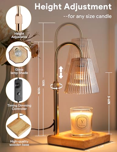 Allanmen Candle Warmer Lamp with Timer, Dimmable Candle Warmer for Home Decor, Birthday Gifts for Women Mom, Adjustable He...