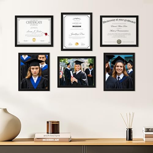 HOMERHYME Diploma Frame, 8.5 by 11 Black Picture Frames, Certificate Frame with Clear Plexiglass, 8.5 x 11 Photo Graduatio...