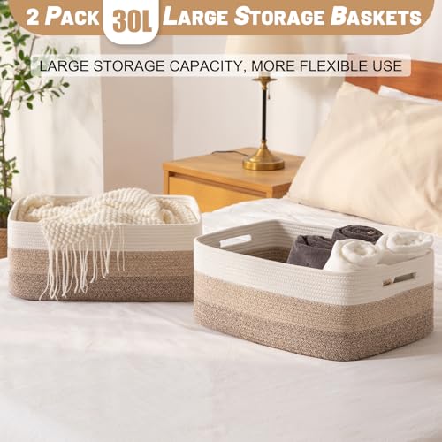 OIASKET Large Storage Basket for Organizing, Woven Rope Basket for Shelves, Closet Organizer Bins for Clothes, Blanket, To...