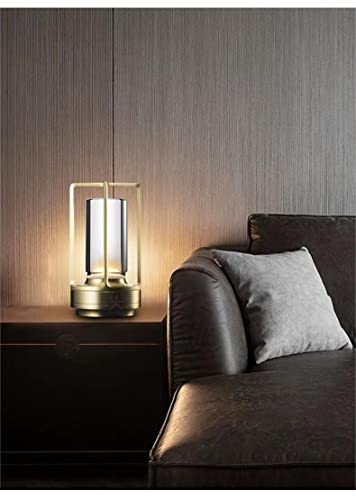 Portable Metal Table Lamp for Indoor/Outdoor ,Rechargeable Cordless LED Lamp, 3-Colour Infinitely Dimming Battery Powered ...