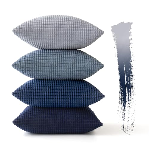 MIULEE Blue Decorative Pillow Covers 18x18 Inch Set of 4 Boho Western Farmhouse Home Decor Couch Throw Pillows Summer Coas...