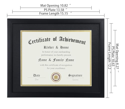 ELSKER&HOME 8.5x11 Certificate Frame - Classic Black Color Frame - Displays Diploma 8.5x11 Inch with Mat - 11x14 Inch With...