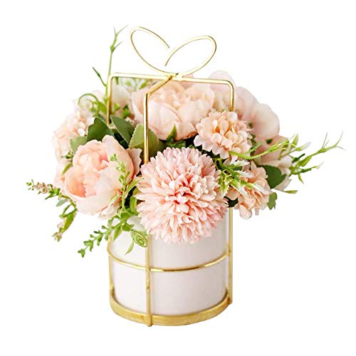 KIRIFLY Fake Artificial Flowers in Vase Faux Peony Silk Hydrangea Flower Centerpieces Décor for Wedding Table Decoration(P...