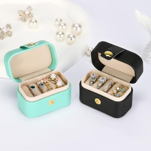 KUKUVR Small Travel Jewelry Box For Ring Stud Earring, Mini Jewelry Ring Holder for Multiple Rings, Portable Jewelry Stora...