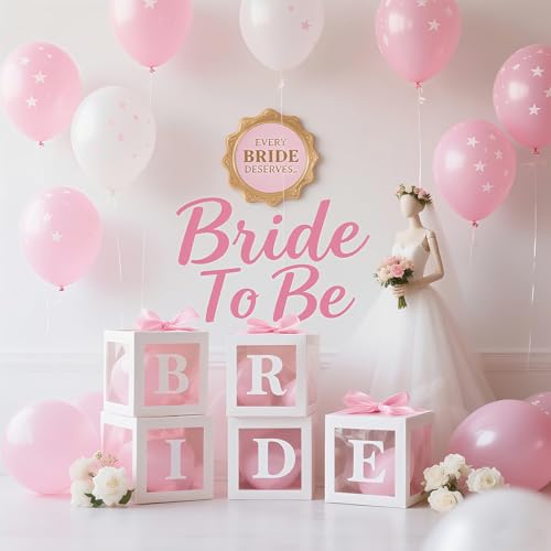 White Transparent Balloon Boxes, Clear Baby Boxes with 78 Letters for Custom Name, Balloon Box Blocks Backdrop for Bride S...