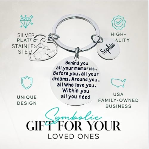 Infinity Collection Sweet 16 Keychain for Girls with Inspirational Quote and Custom Name Charm – Sweet Sixteen Gift for Te...