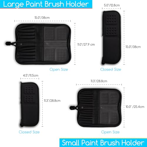 MEEDEN Paint Brush Holder, 11.5 X 10 Inch Zippered Painting Brush Case, Organization and Storage Bag for Artist Paint Brus...
