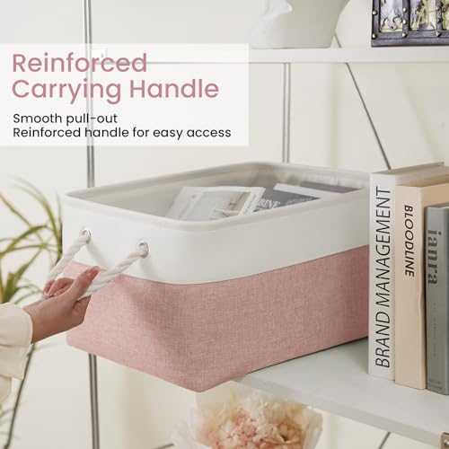 VQRTEXA Large Storage Baskets- 15.7x11.8x8.26 inch Storage Bins for Shelves and Closet Organizing, Foldable Fabric Bin for...