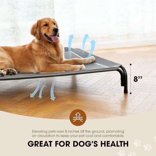 Czpalo Elevated Dog Bed, Raised Outdoor Dog Bed for Large Sized Dogs, Portable Cooling Pet Cot with Breathable & Washable ...
