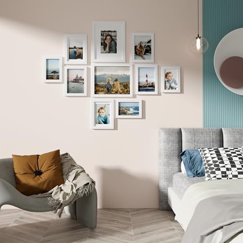 Vittanly 10 Pack Picture Frames Collage Wall Decor, Gallery Wall Frame Set for Wall or Tabletop Display, Engineered Wood a...