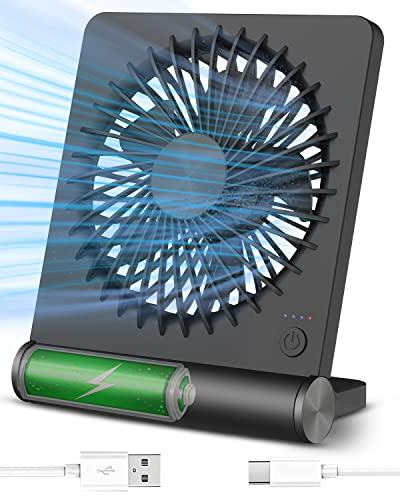 Tevelecin Small Desk Fan,Rechargeable USB Fan Battery Operated,Ultra Quiet, Strong Wind, 3 Speeds Travel Fans