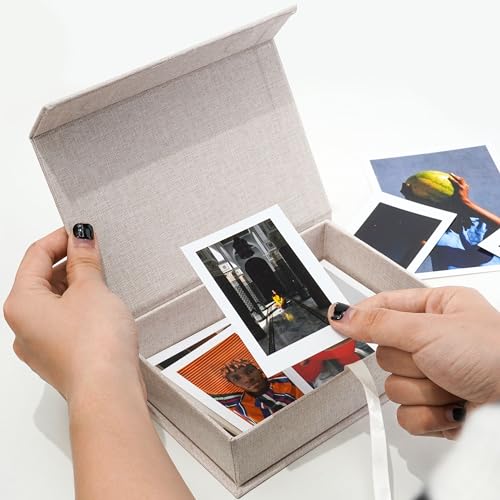 Vienrose Linen 4" x 6" Photo Cases and Postcard Keeper Storage Container Box 1Pcs for Photo, Postcard, Decorative Paper, B...