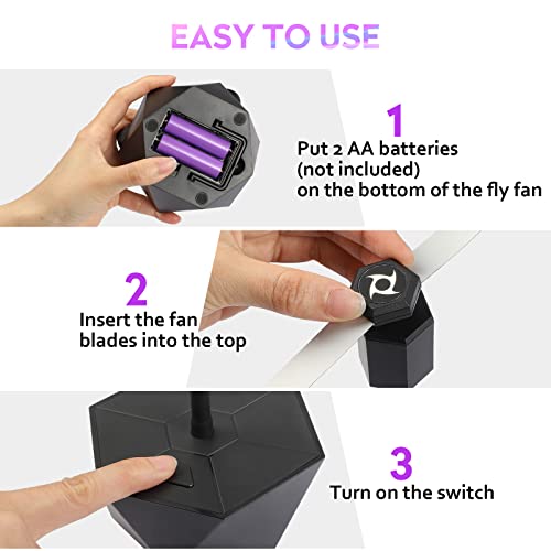 PIMAG Fly Fans for Tables, Fly Repellent Fan Outdoor Indoor Keep Flies Away, Fly Repellent Fans for Tables with Holographi...