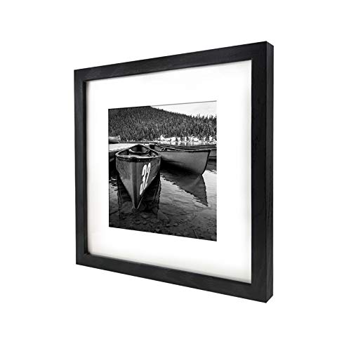 Soonrada 12x12 Picture Frame Matted to Fit Photos 8x8 or 12 x 12 Pictures Without Mat, 12 by 12 Square Solid Wood Black Pi...