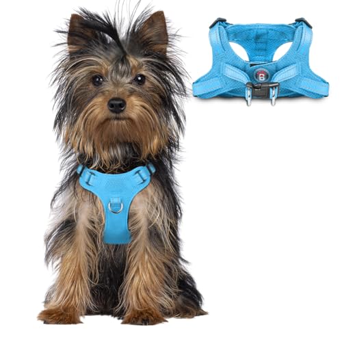 BARKBAY Dog Harness, Reflective Adjustable Puppy No Pull Harness, Breathable Soft, Blue, XXS