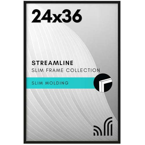 Americanflat 24x36 Poster Frame with Polished Plexiglass - Streamline Collection - Thin Border Picture Frame for Wall Disp...