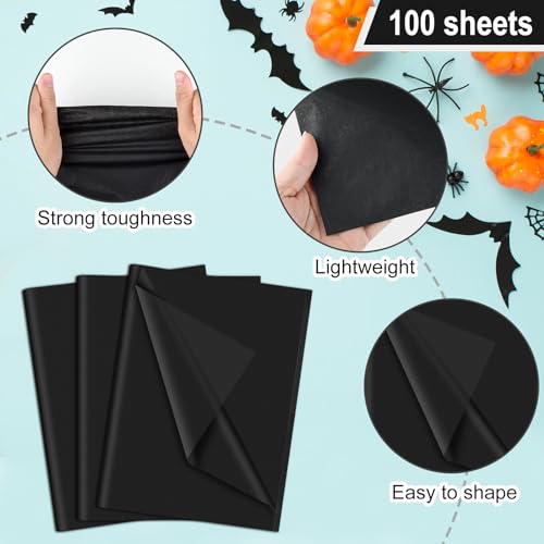 NEBURORA 100 Sheets Black Tissue Paper for Gift Bag 20x14 Inches Wrapping Tissue Paper Bulk Decorative Art Paper for DIY C...