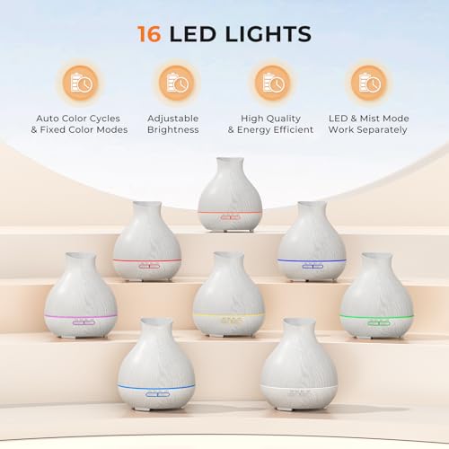 BZseed Aromatherapy Essential Oil Diffuser 550ml 12 Hours White Wood Grain Aroma Diffuser with Timer for Large Room, Home,...