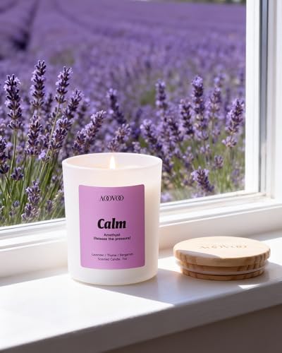 AOOVOO Calm Candles Set for Women - 4 Pack Candles for Home Scented, 28 oz 200 Hour Burn, Aromatherapy Candle with Crystal...