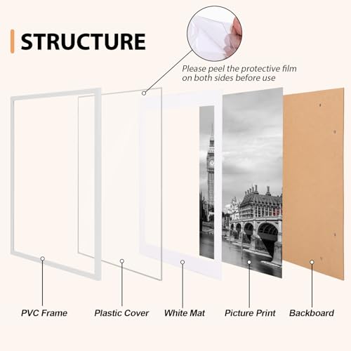 Fixwal 8x10 Picture Frame Set of 6, Gift for 2026 Graduation Father's Day, Thin Border and Light Weight Photo Frames for W...