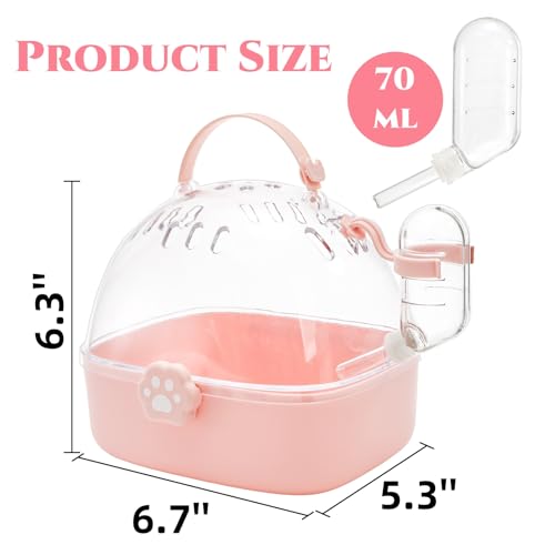 Acshio Hamster Carrier Cage, Portable Small Animal Carrier Cage with Water Bottle, Guinea Pig Outgoing Cage Hamster Travel...