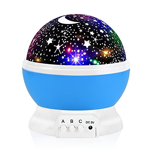 RICTLY Night Light for Kids, Kids Night Light Nebula 360 Degree Rotation - 4 LED Bulbs 12 Light Color Star Projector Chang...