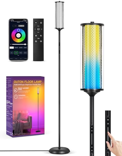 OUTON Bright Smart Floor Lamp with Remote, App & Touch Control, RGB Color Changing Standing Lamp, 2200K-6500K Dimmable, 3 ...