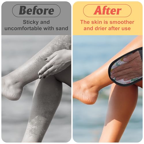 codree 2 Pcs Sand Wipe Off Mitts, Beach Theme Sand Remover for Beach, Beach Sand Remover Cleaner Mitts Bag, Beaches Travel...