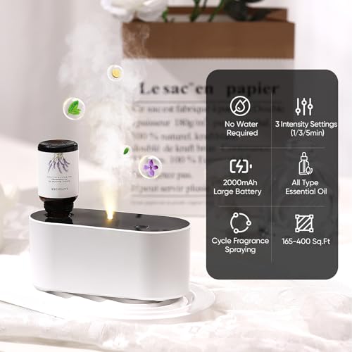 Lecdura Waterless Diffuser for Essential Oil, Battery Operated Scent Air Aromatherapy Diffuser, Mini Aroma Diffusers with ...