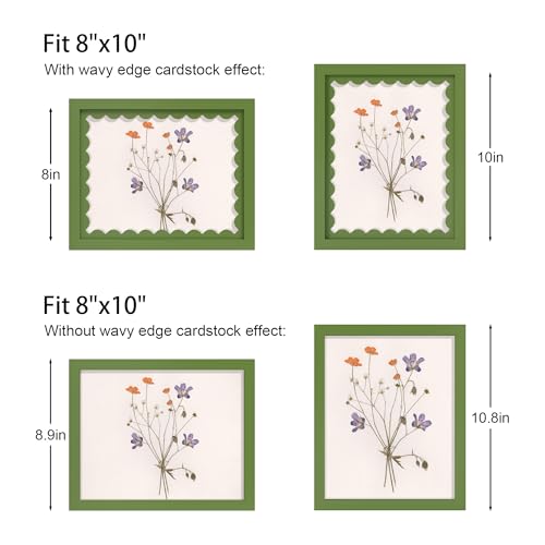 THKRLOF 8x10 Picture Frame with Real Glass, Wooden cute 8 x 10 Photo Frame with Wavy Mat for Tabletop and Wall Hanging, Gr...