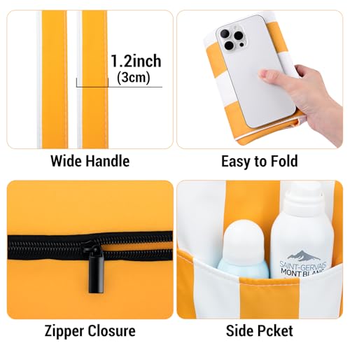 Iioscre Beach Bag for Women, Causal Hobo Pool Bags with Zipper Inner Pocket, Foldable Swim Tote Bag for Vacation Essentials