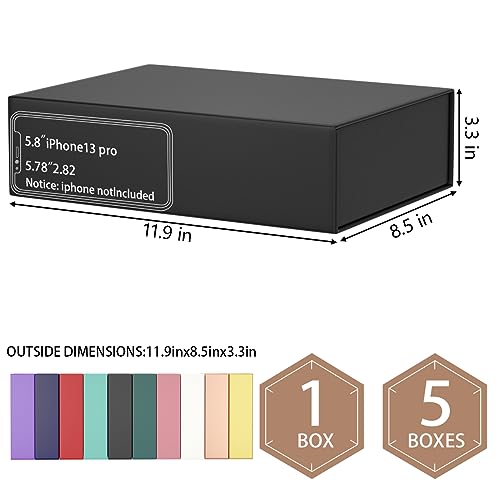 Black Gift Box 11.9" x 8.5" x 3.3" with Magnetic Closure Lid Gifts Boxe for Presents,Bridesmaid Gift Boxes,Cute Box,Birthd...