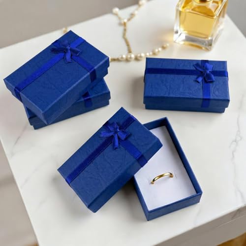 4PCS Royal Blue Bow Gift Wrap Box with Decorative Bow for Jewelry Storage and Presentation