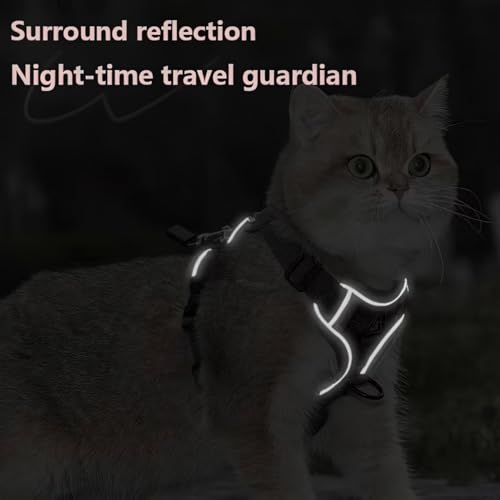 Cat Chest Harness and Leash Set for Walking Escape Proof, Soft Adjustable Vest Harnesses for Cats, Kitten Jacket with Refl...