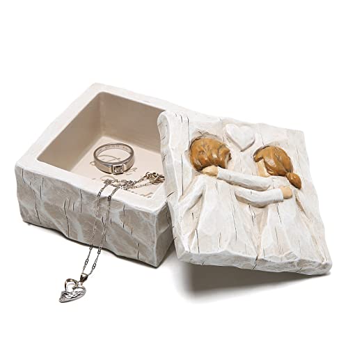 Hodao Friendship Jewelry Keepsake Box Sculpted Hand-Painted Keepsake Box Anniversary Memory Boxes, Decorative Boxes For Ho...