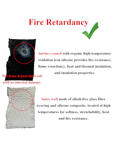 YAMAKATO 5/8" ID Heat Shielded Fire Thermo Armor Fire Sleeve Silicone Coated Fiberglass Heat Protection w/ 3 Clamps for Au...