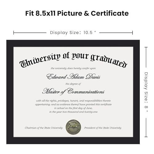 upsimples Certificate Frame with Clear Plexiglass, 8.5 by 11 Picture Diploma Document Degree Frames for Wall and Tabletop,...