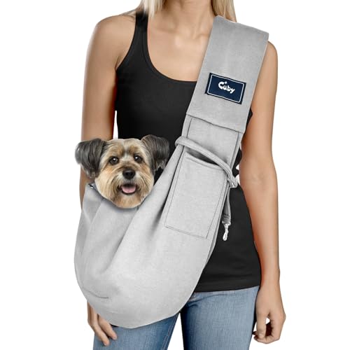 CUBY Dog and Cat Sling Carrier - Hands Free Reversible Pet Papoose Bag - Soft Pouch and Tote Design - Suitable for Puppy, ...