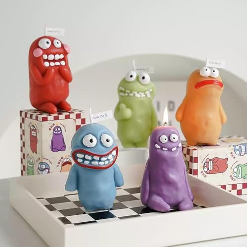 Whimsical Monster Scented Candles – 5 Unique Scents, Fun Decorative Aromatherapy Candle – Handmade Cute Monster Shaped Can...