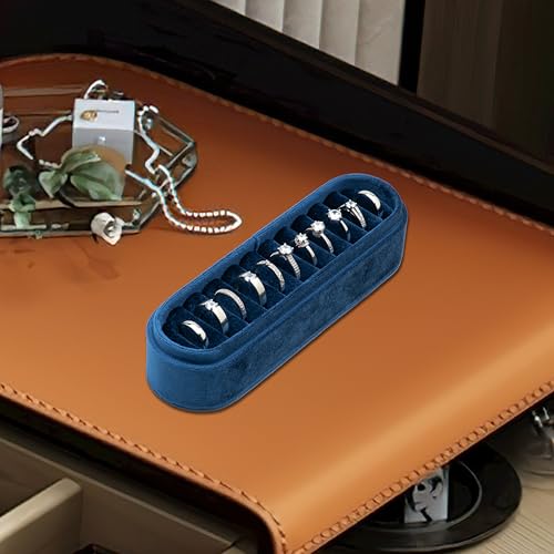 COWFEX Velvet Small Multiple Ring Box Portable Organizer Display Storage Travel Case Jewelry Earring Holder for Wedding Bi...