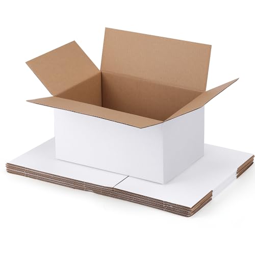 SPEPLA Shipping Boxes 9x6x4 Set of 6, White Corrugated Cardboard Box for Mailing Business Packaging