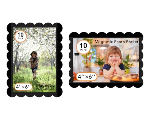 Mingting Magnetic Picture Frame, 10 Pack Magnetic Frame Reusable, Magnetic Photo Frames for Refrigerator 4x6” With Wavy Bo...