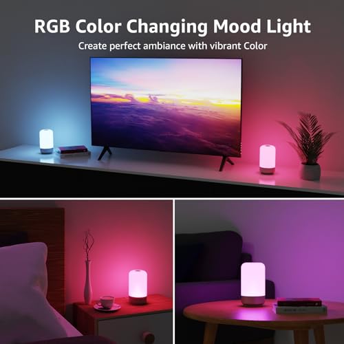 Lepro Table Lamp, Color Changing LED Touch Lamp for Bedroom, RGB and Tunable White 2700K-5700K, 350lm, Dimmable Bedside Nu...