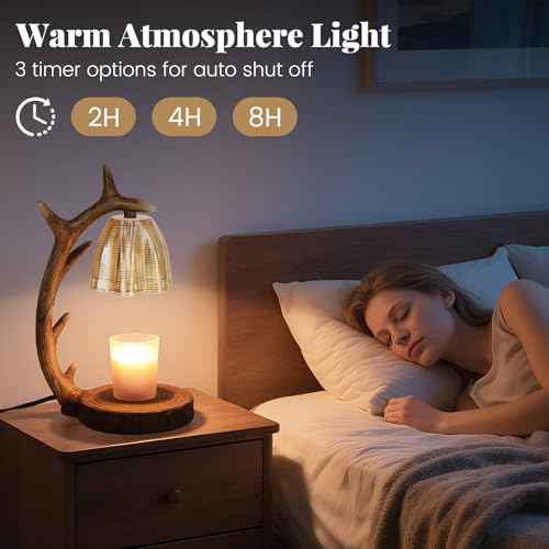 Candle Warmer Lamp | Rustic Candle Warmer Lamp with Timer and Dimming Function | Suitable for Retro Decoration and Creativ...